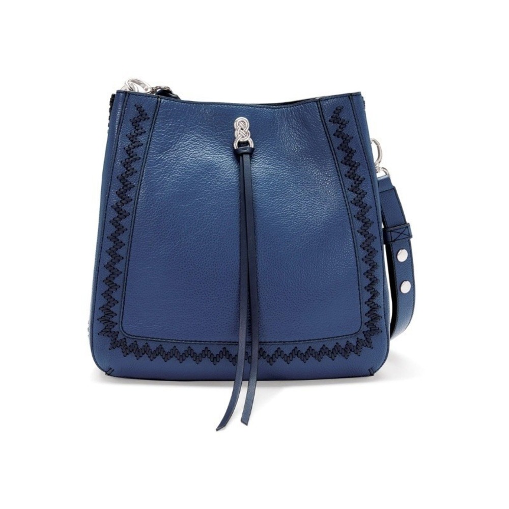Brighton Georgia Convertible Hobo Bag French Blue‎ Navy Pebbled Leather Purse